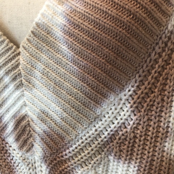Aerie Oversized Sweater Ivory Brown Tie Dye Ribbed Pullover Long Sleeve Boho M - Picture 4 of 11